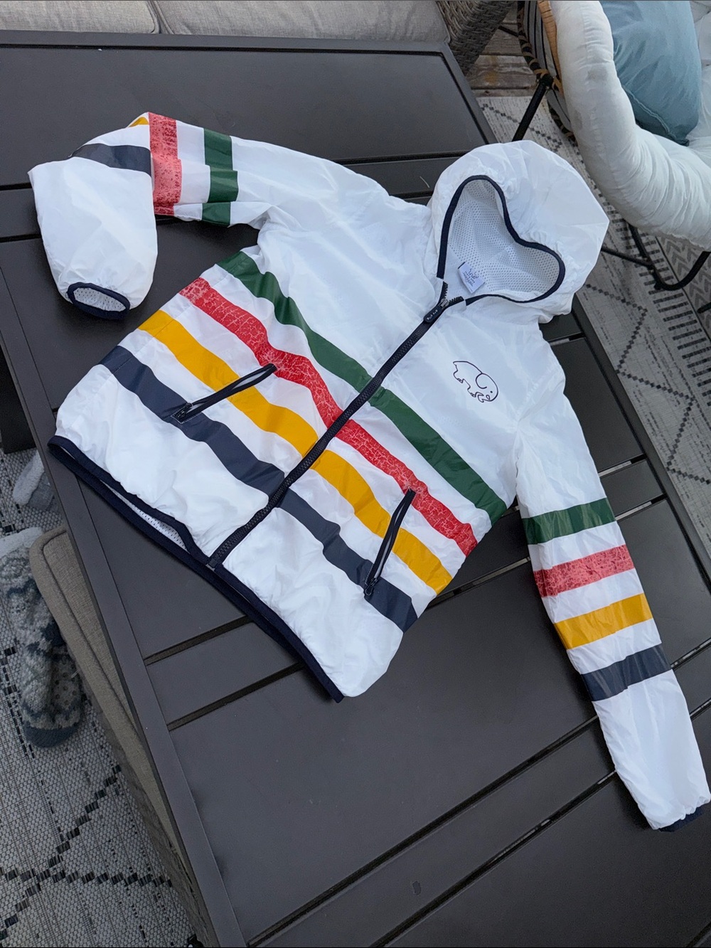 Stripes BaWhite Hooded ivory Ella Hudson’s Windbreaker Jacket Multicolour GUC